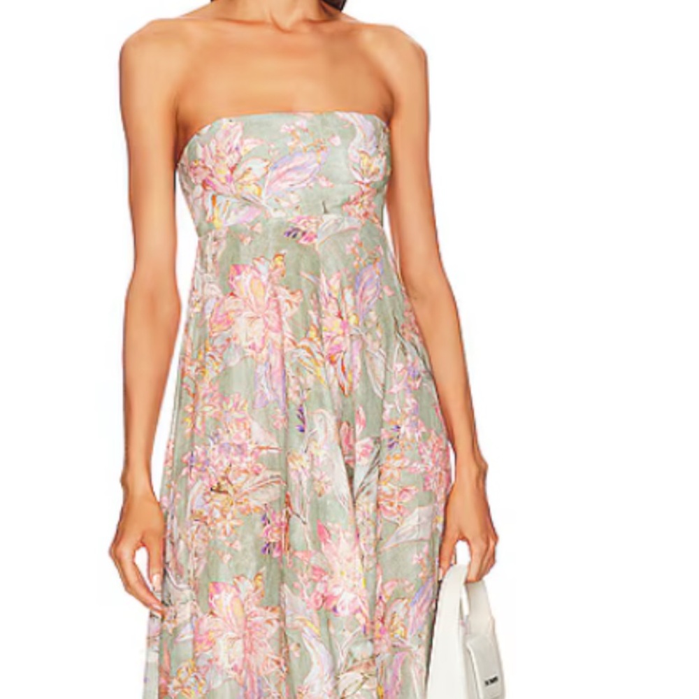 Zimmermann Floral Green and Pink Midi Dress